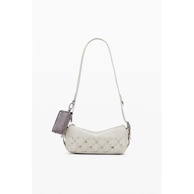 Small studded patch baguette bag
