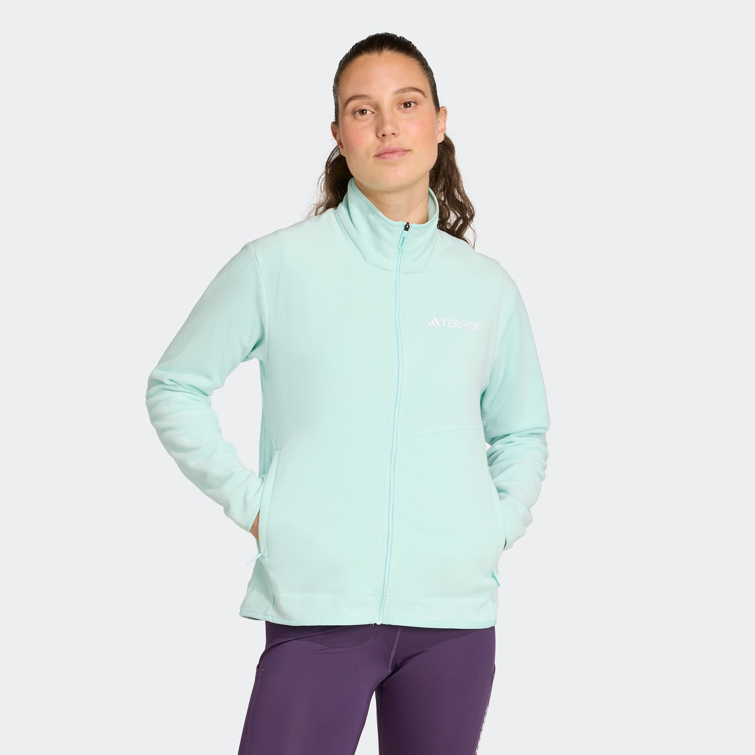 Fleecejacke ADIDAS TERREX "W MT FZ FLEECE", Damen, Gr. M, blau (semi flash aqua), Obermaterial: 100% Polyester, Jacken Image