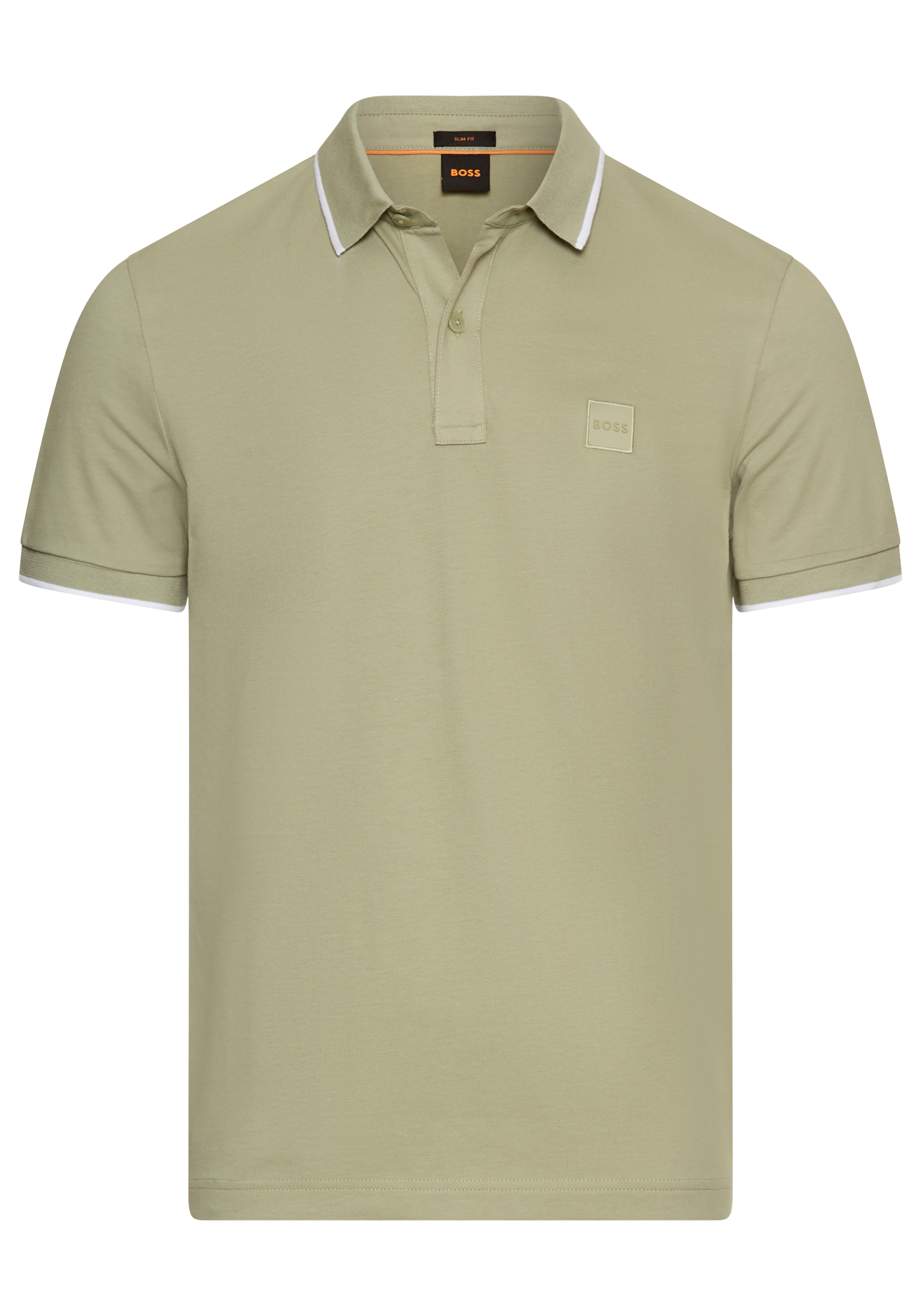 Poloshirt BOSS ORANGE "Passertip", Herren, Gr. 3XL, grün (open grün370), Piqué, Obermaterial: 95% Baumwolle, 5% Elasthan, slim fit hüftbedeckend, V-Ausschnitt, eingesetzt Bündchen, Shirts, mit BOSS Logo-Badge
