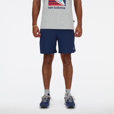 Laufshorts NEW BALANCE "Sport Essentials Short 7", Herren, Gr. L, N-Gr, blau (nb navy (428), Stoff, Obermaterial: 100% Polyester, sportlich, Hosen, elastischer Bund Image