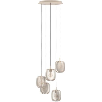 EGLO Pendelleuchte "Hängeleuchte ROMAZZINA, exkl. E27, Stahl in sandfarben, Pendellampe", beige (sandfarben), 5 flammig, Ø 50,00cm H: 200,00cm, Lampen, Esszimmerlampe, 200x50cm, 1-flammig, modern, minimalistisch, Rondell Image