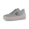 Plateausneaker GABOR, Damen, Gr. 40, grau, Veloursleder, Textil, unifarben, sportlich, Schuhe, Freizeitschuh, Halbschuh, Schnürschuh in Teddy-Optik