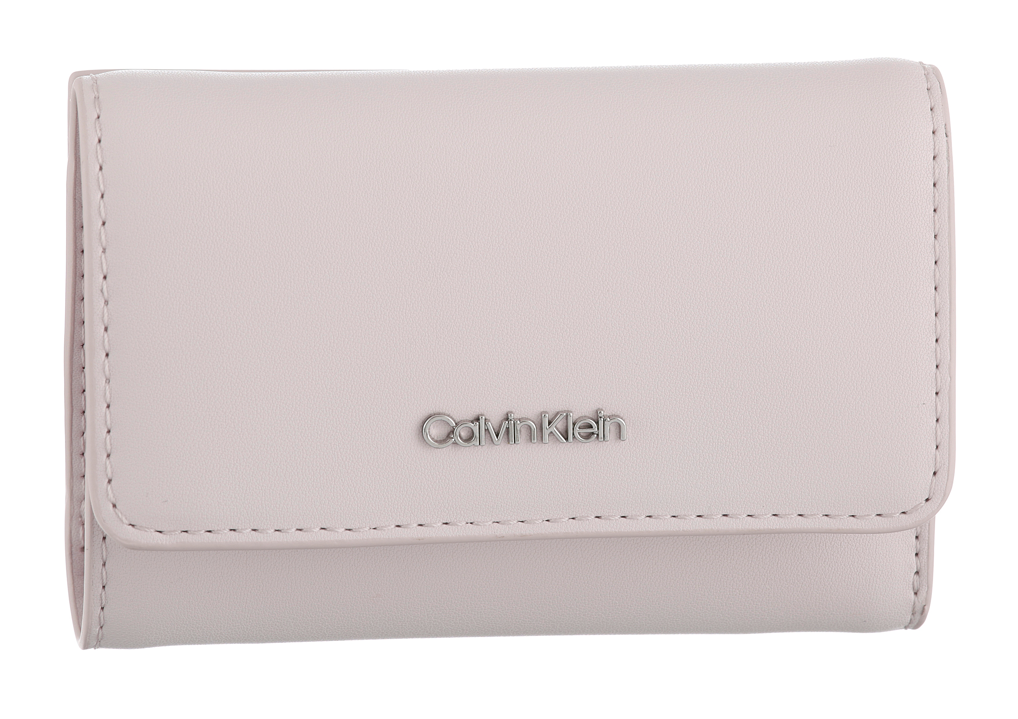 Geldbörse CALVIN KLEIN "CK MUST SMALL TRIFOLD W/ZIP", lila (orchid ice), Lederimitat, unifarben, Kleinlederwaren, Damen Geldbeutel, Portemonnaie mit Logo-Schriftzug Image