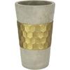 Dekovase I.GE.A. "Goldverzierte Blumenvase", gold, B:15cm H:25cm, Vasen, Vase Zylindervase mit goldener Struktur grau gold Betonoptik Tischvase