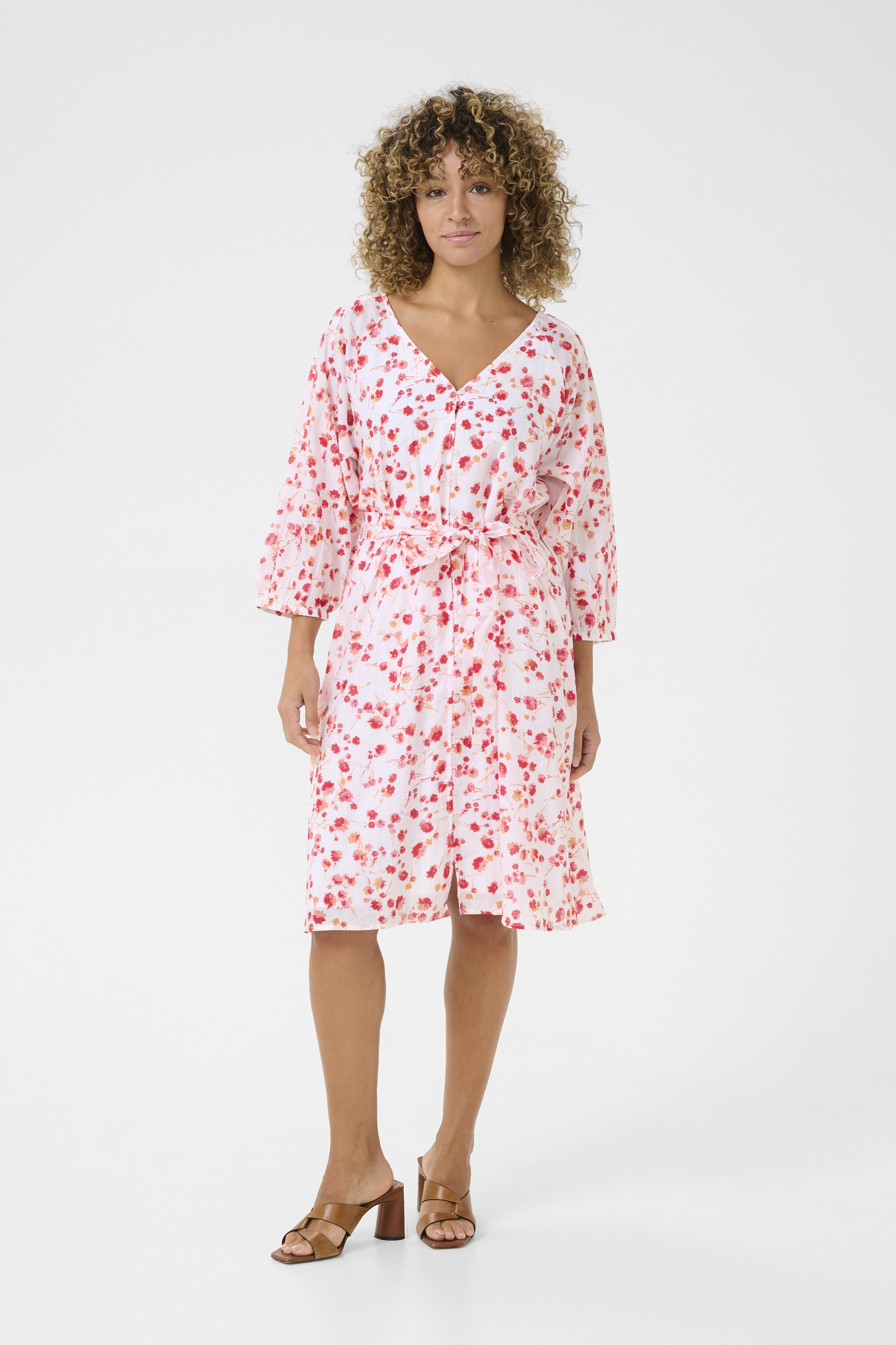 Kleid A-shape pink white Image