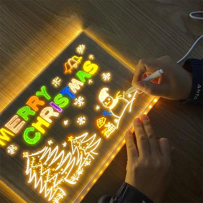 LED Note Board with Colors, Glowing Acrylic Message Marker Board, Illuminating Dry Erase Board with Sturdy Stand, Memo Letter Board with Interactive Light, White Board for Idea Generation