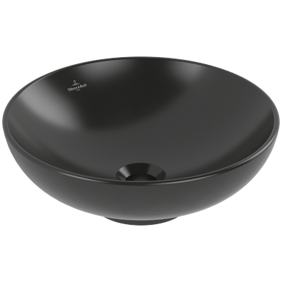 Villeroy & Boch Aufsatzwaschbecken Loop&Friends 420x 420mm Rund mit Überlauf Pure Black CeramicPlus 4A4600R7 Image