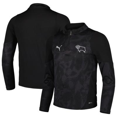 Derby County Puma Training 1/4 Zip Top – Schwarz – Kinder Image