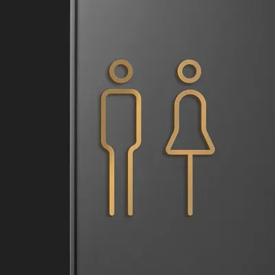 Ali-HMA73-Schwarz Gold Farbe Toilette Zeichen Platte Messing Waschen Zimmer Tür Wand Label Aufkleber Wc Halter Beschilderung Bord Image