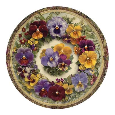 TEMU 2d Flat, 2d, 1pc, Elegant Pansy Retro Round Metal Sign, Aluminum Foil Carved Mural For Home, Restaurant, Cafe, Garage, Interesting Wall Decoration, Indoor And Outdoor Use, Room Decor Image