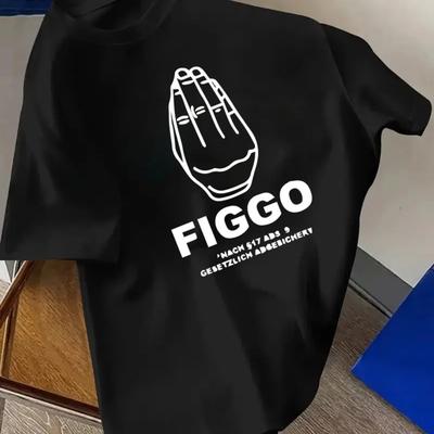 TEMU Men' Blue Casual T-shirt With Hands & Graphic Print - 100% Polyester, Breathable Summer Tee, Regular Fit For Outdoor Activities, Machine Washable, Everyday , Round Neckline Shirt Image