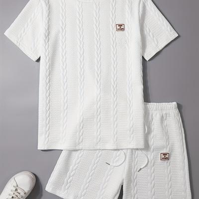 TEMU Men's Round Neck Short Sleeve Casual T-shirt And Shorts Set Image