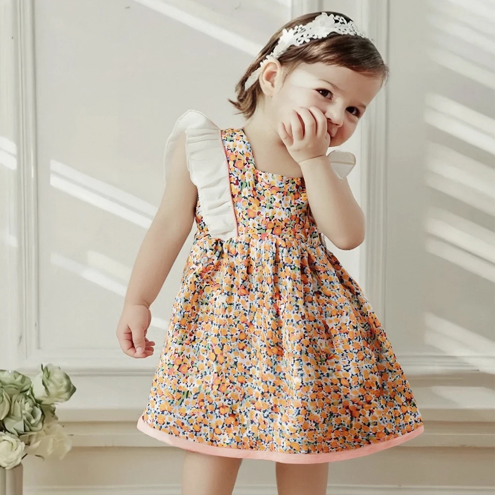 Baby Mädchen Kleidung Sommer Baby Mädchen Floral Voller Druck Große Schmetterling Prinzessin Ärmelloses Kleid Kleine Fliegende Ärmel Niedliches Kleid Image
