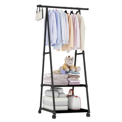 TEMU Multi-functional Metal Clothes Rack With Triangular Wheels, Mobile Storage Organizer For Home, Kitchen, Wardrobe Organization, Hanging Clothes And Large Clothes Rack