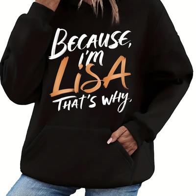 TEMU Inspired Casual Hoodie For Women - Polyester Hooded Sweatshirt With Kangaroo Pocket, Alphabet Print, Unisex-fit, Image
