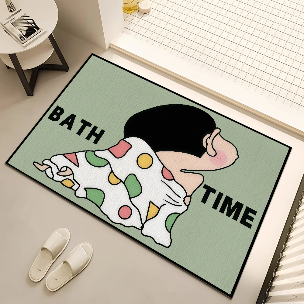 Anti-Slip Cute C-chan Kitchen C-Crayon S-Shin Bedroom Tufted Rug cartoon Carpet time funny bath Living Room Entrance Decoration