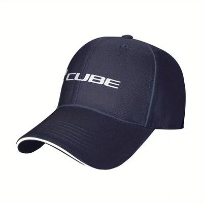 TEMU Cube Cycling Mtb Baseball Cap For - Adjustable Unisex Sporty Outdoor Hat With Breathable Mesh Back Panel, 100% Polyester, Black/ For Mountain Biking, Hiking, Running Image