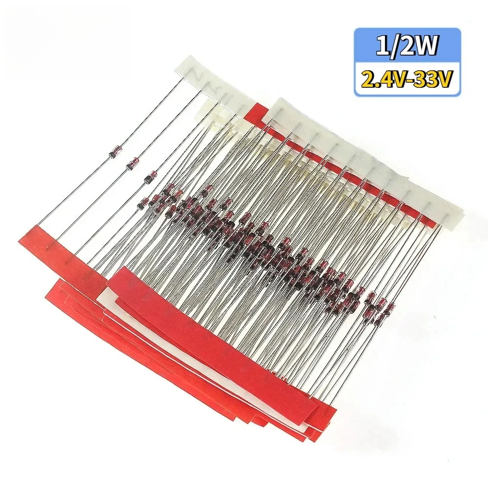 270PCS 0,5W Zener Diode Sortiment Set 1/2W 2,4V-33V Schaltdiode Pack 2,7V 3V 3,3V 3,9V 6,8V 10V 12V 15V 18V 20V 22V 24V 30V Image