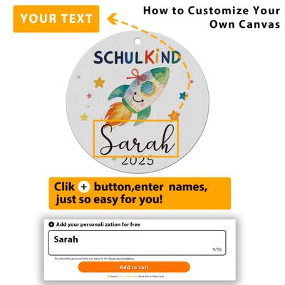 TEMU 1pc Personalized German School Opening Hanging Decoration With Decorations, Custom Name, Silvery Glitter Surface Back-to-school Creative Gift Image