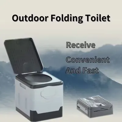 Outdoor Portable Folding Toilet Anti-Odor Storage Box Car Toilet Adult Self-Driving Travel Emergency Camping Folding Toilet