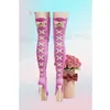 Rosa süße hintere Kreuz gebunden über dem Knie Stiefel Plattform Schmetterling Knoten Stiletto High Heel Mode Frauen Schuhe 2025, Para Mujere
