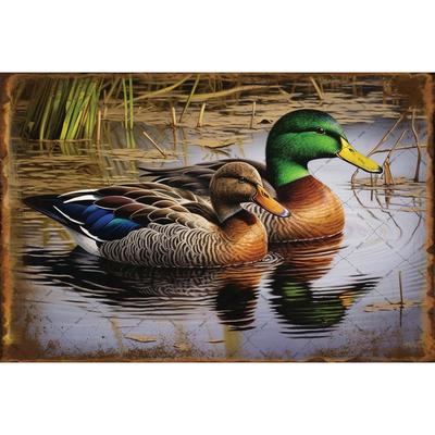 TEMU 2 Swimming, Metal Tin Logo, And Animals, Tin Logo, Duck Tin Logo, Outdoor Indoor, , Bedroom Image