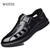 Große Größe 46 47 Herren Sandalen Echt leder Schuhe Herren Wohnungen Sandalen atmungsaktive Schuhe Herren schuhe aushöhlen Leders andalen