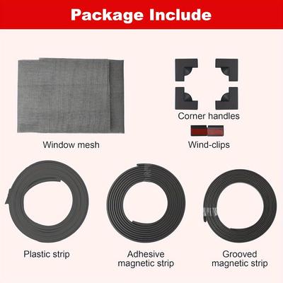 TEMU White Magnetic Window Screen- Diy , Invisible Mesh Curtain, Insect And Wind Resistant, Washable, Convenient For Home Use Image