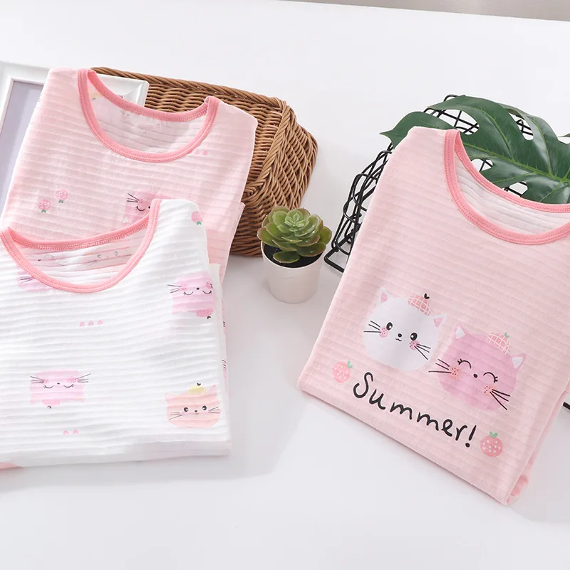Neue Lieferung Kinderkleidung Baby Cartoon Sommer Kurzarm Pyjama Nachthemd weiche Heimkleidung Baumwolle Studenten 110-170 Image