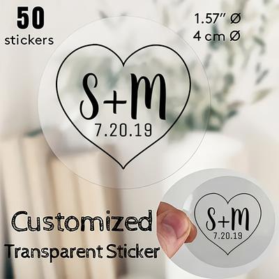 TEMU Custom Black Vinyl Stickers With Handwritten Initials - 40mm Round, Wedding & Party Decorations, Baptism Favors, And Personalized Gifts Image