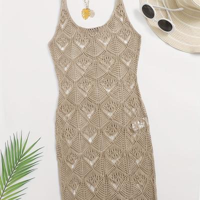 TEMU Ladies' Vacation Crochet Split Dress Image