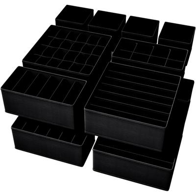 TEMU 12pcs Multi-compartment Drawer Organizer Underwear, Socks And Clothing - Home Organization Non-woven Divider Box, Home Organization Organizer Box, Home Organization Basket Image
