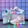 Kids'Casual Schuhe Mädchen Led Licht PU Leder Frühling Outdoor Turnschuhe Für Atmungsaktive Anti-slip Rosa Lila Größe 21-30