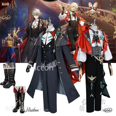 Alhaitham Kaveh KFC Cosplay Kostüm Anime Genshin Impact Komplettes Set Outfit Schuhe Zubehör Weiblich Männlich Halloween Party Angepasst Image