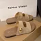 Women's Slippers Fashion Casual Beach Slides Retro Boken Flats Shoes Nubuck Leather Sandals Outdoor Wear Soft Bottom Sandals