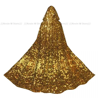 Langer Umhang mit goldenem Glitzer und Kapuze, Herbst-Kapuzenpullover Image