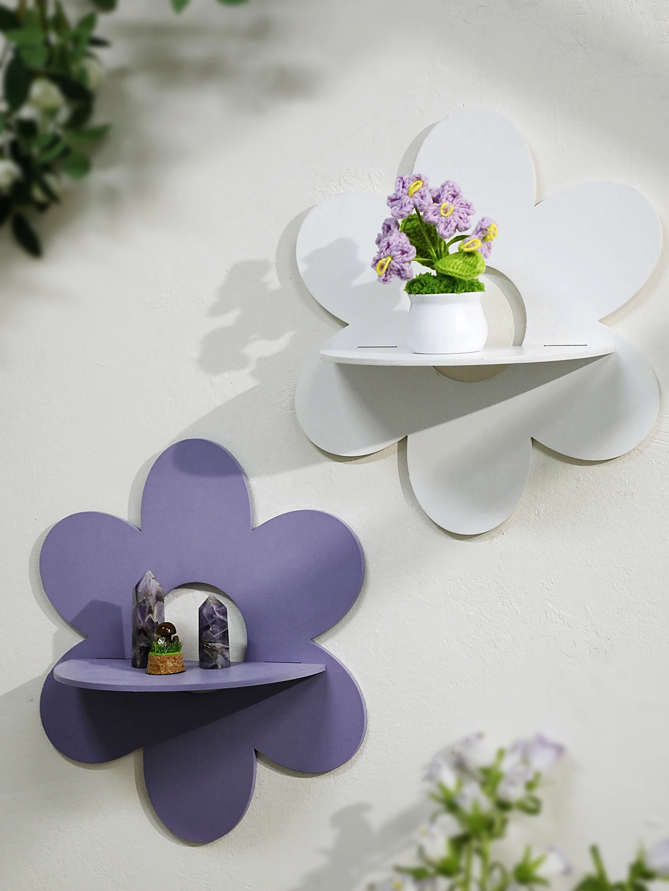 Blumenförmige Wandregale aus Holz – niedliches Kinderzimmer-Dekorregal, schwebender Präsentationsständer für Kinderzimmer, wandmontiertes Lagerregal