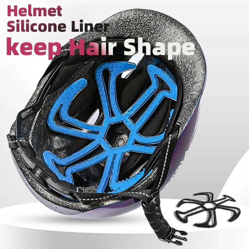Motorradhelm-Silikonfutter, flexibel, verformungsbeständig, Fahrradhelmfutter, hitzebeständig, gut belüftet, co Image