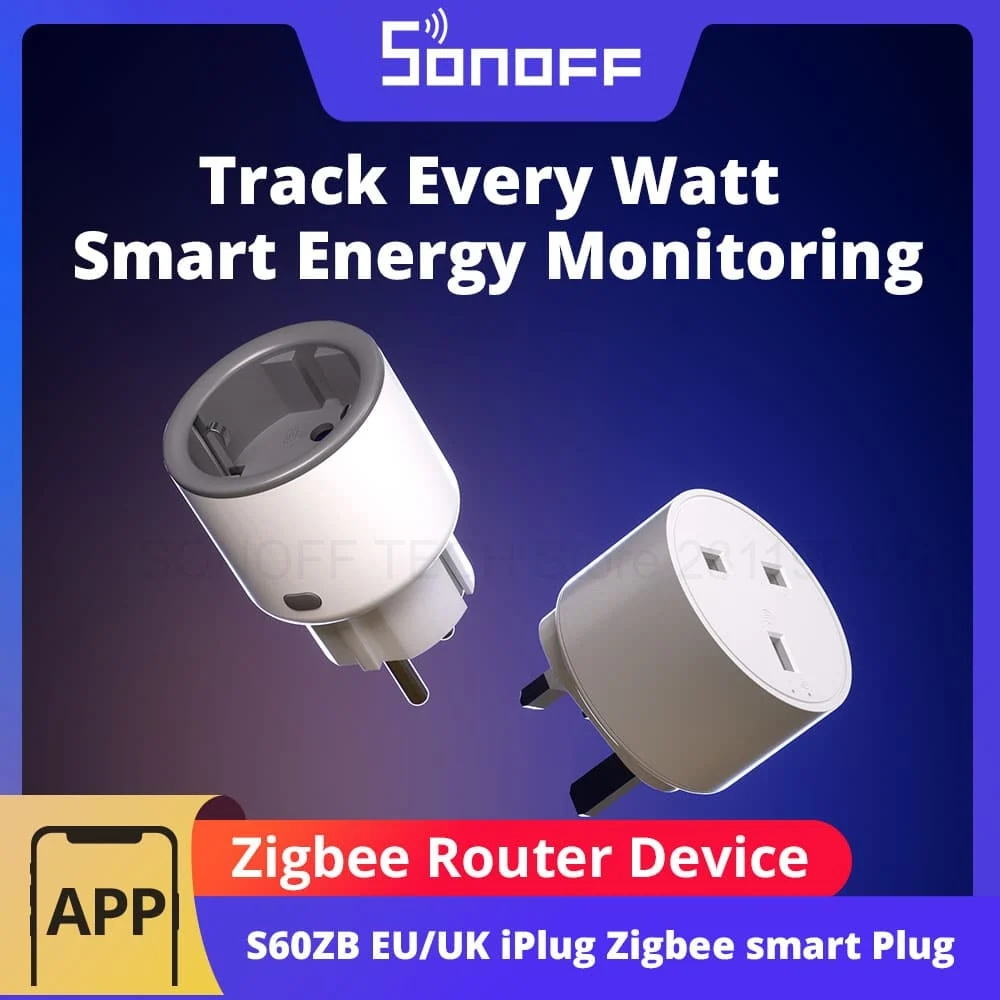 SONOFF S60ZB EU/UK iPlug Zigbee Smart Plug ZIgbee Router Gerät Überlastschutz ENergy Überwachung Timer Steuerung über Alexa Image