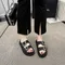 2025 Women's Slippers Summer New Thick Bottom Round Head Hollow Rhinestone Sandals Casual Comfort Increase Wear Slippers