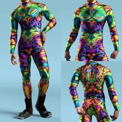Unisex Cyber Punk 3D Digitaldruck Halloween Party Rollenspiel Outfit Damen Herren Cosplay Kostüm Karneval Overall Image