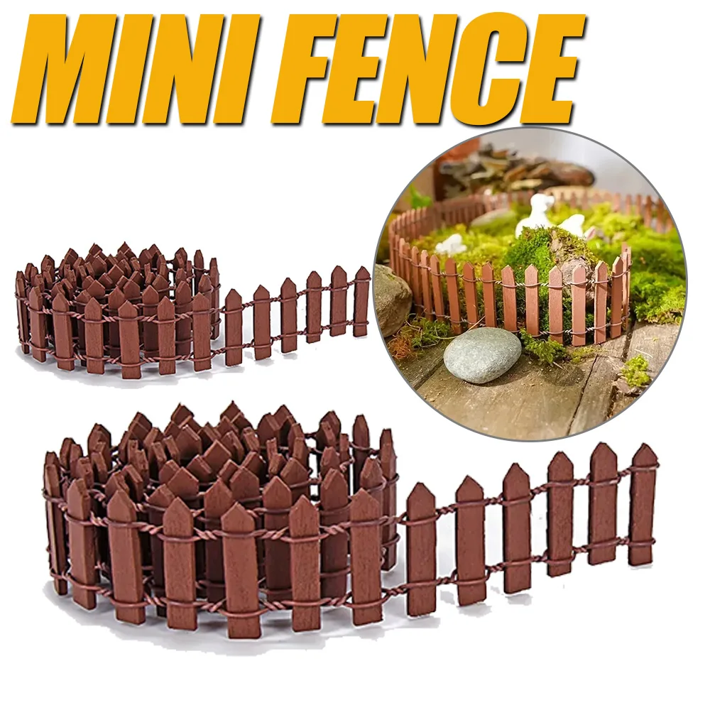 1 Stück Mini-Zaun, Garten- und Bonsai-Dekoration, Märchen-Gartenzaun, Holzdekoration, DIY HandcraftProject Mini-Stabzaun Image
