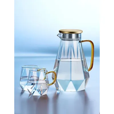1.5L Large Capacity Glass Water Bottle Heat Resistant High Temperature Cool Boiled Water Teapot Set Cold Water Cup for Office