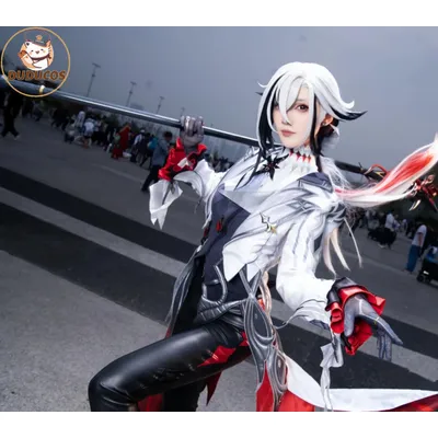 DUDU SR Arlecchino The Knave Cosplay Kostüm Genshin Impact Fatui Harbinger Perücke Set Diener Snezhnaya Halloween Für Frauen Image