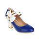 DSKHDZW Women Block Heel Court Shoes Patent Round Toe Wedding Heels Sweet Bow Ankle Strap Party Dress Pumps,Blue,10 UK