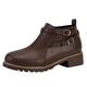 MMOOVV Fashion Autumn Winter Women's Ankle Boots Thick Heel Low Heel Thick Sole Non-Slip Solid Side Zip Buckle Casual Style, brown, 5 UK