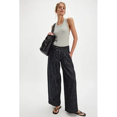 Ainsley Belted Trousers at Free People in Midnight Combo, Size: US 2