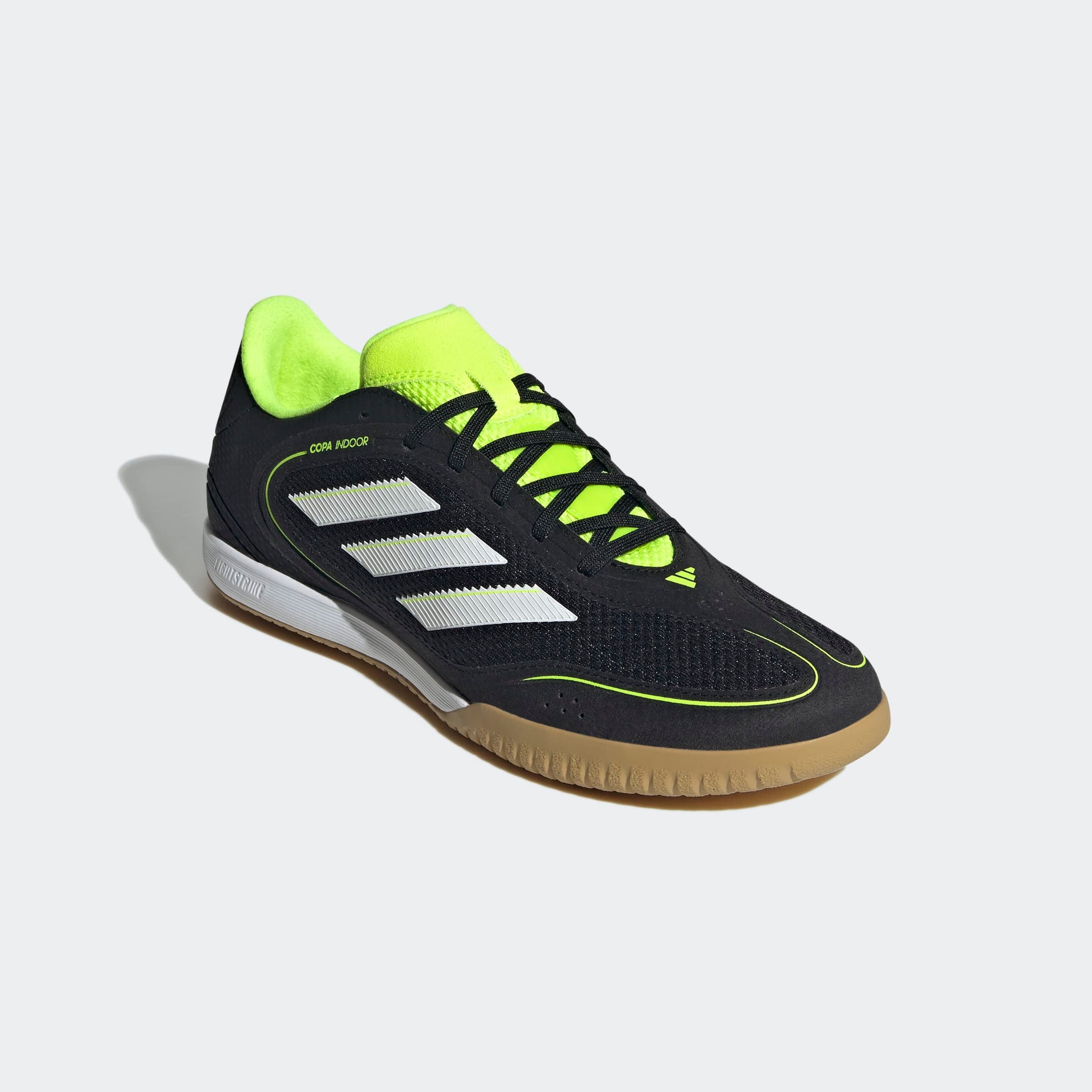 Fußballschuh ADIDAS PERFORMANCE "COPA COURT LEAGUE HALLEN", Herren, Gr. 42,5, weiß (core schwarz, cloud weiß, lucid lemon), Synthetik, Textil, Schuhe Fußballschuh, geeignet als Hallenschuhe