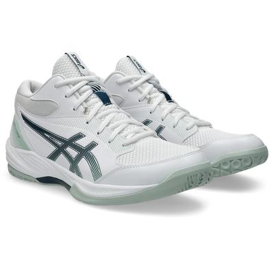 Hallenschuh ASICS "GEL-TASK MT 4", Gr. 47, weiß, tranquil teal, Synthetik, sportlich, Schuhe, für Hallensport