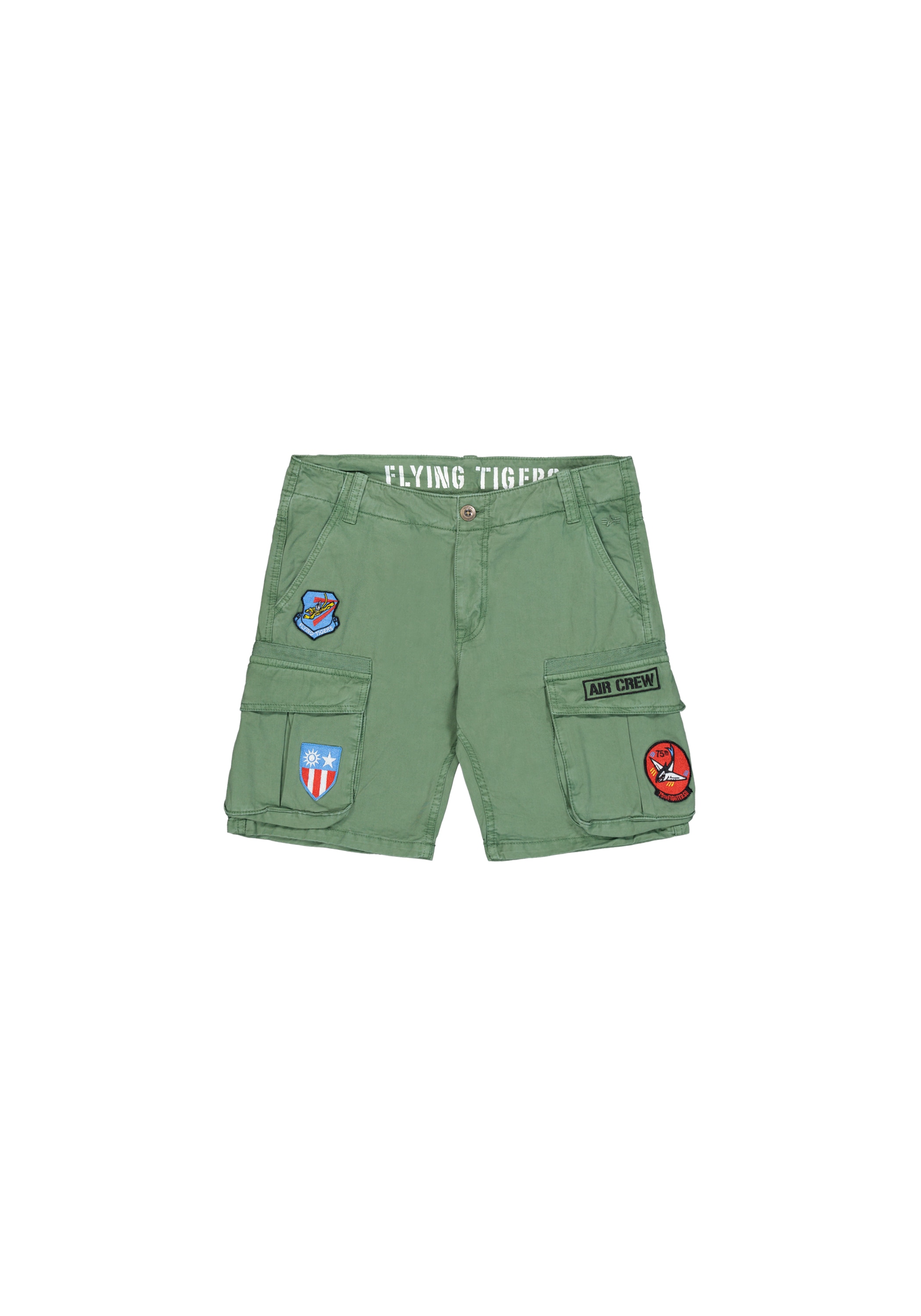 Shorts ALPHA INDUSTRIES "Flying Tigers Shorts", Herren, Gr. 29, Normalgrößen, grün (vintage grün), Obermaterial: 100% Baumwolle, Hosen Shorts